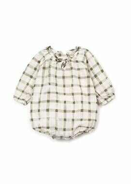 NEW PLAY UP kid's painted gingham romper in cream/green